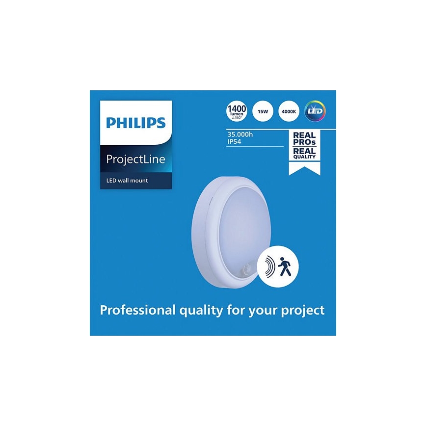 Philips - Aplique LED con sensor PROJECTLINE LED/15W/230V IP54