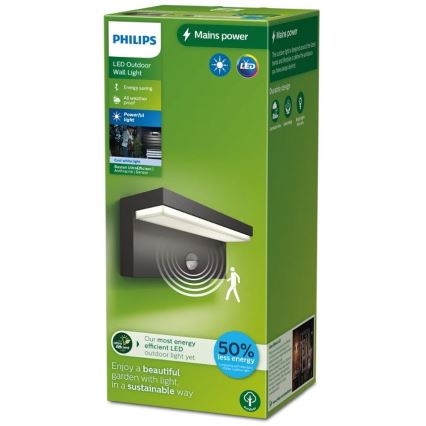 Philips - Aplique LED de exterior con sensor BUSTAN LED/3,8W/230V 4000K IP44