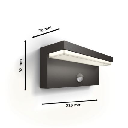 Philips - Aplique LED de exterior con sensor BUSTAN LED/3,8W/230V 4000K IP44