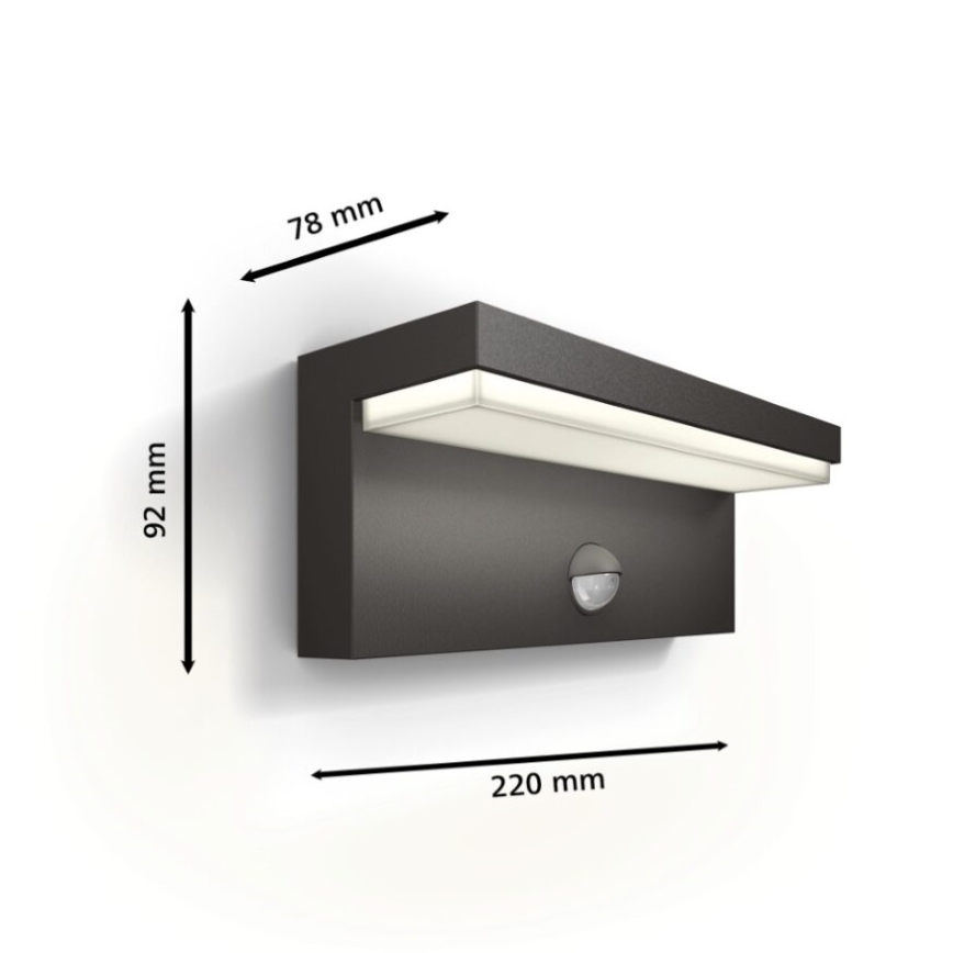 Philips - Aplique LED de exterior con sensor BUSTAN LED/3,8W/230V 4000K IP44
