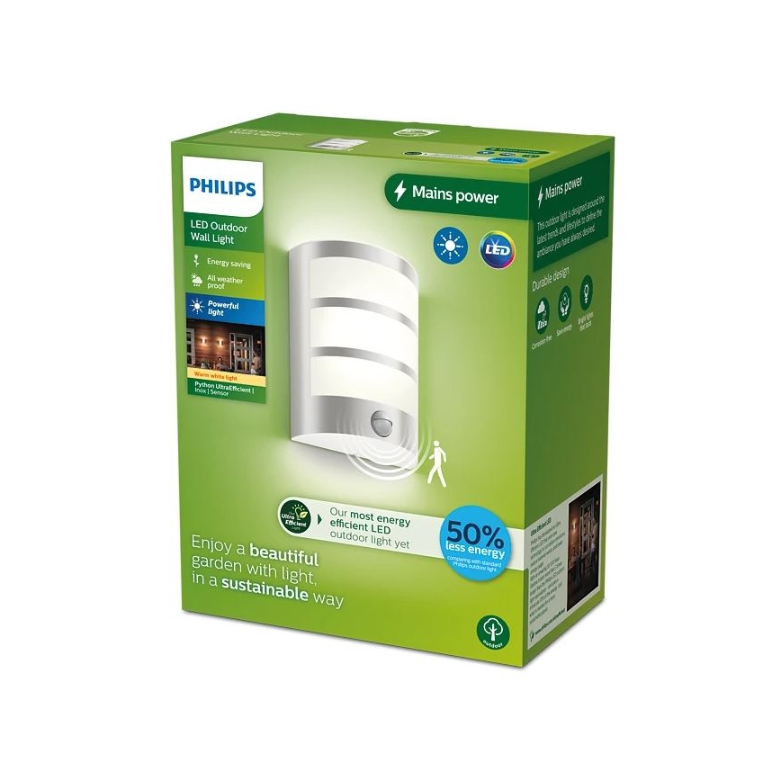 Philips - Aplique LED de exterior con sensor PYTHON LED/3,8W/230V IP44