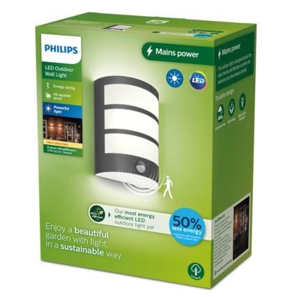 Philips - Aplique LED para exterior con sensor PYTHON LED/3,8W/230V IP44