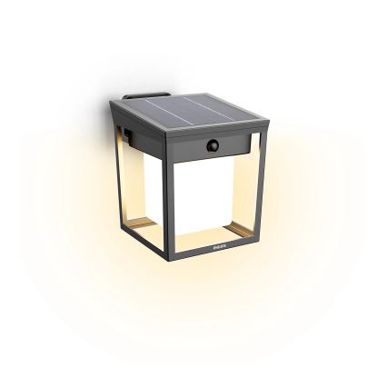 Philips - LED Luz solar de pared con sensor de movimiento y crepuscular BLAISE LED/1,5W/3,7V 2600 mAh 3000K IP44