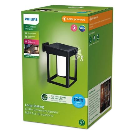 Philips - LED Luz solar de pared con sensor de movimiento y crepuscular CAMILL LED/1,4W/3,7V 2000 mAh IP44