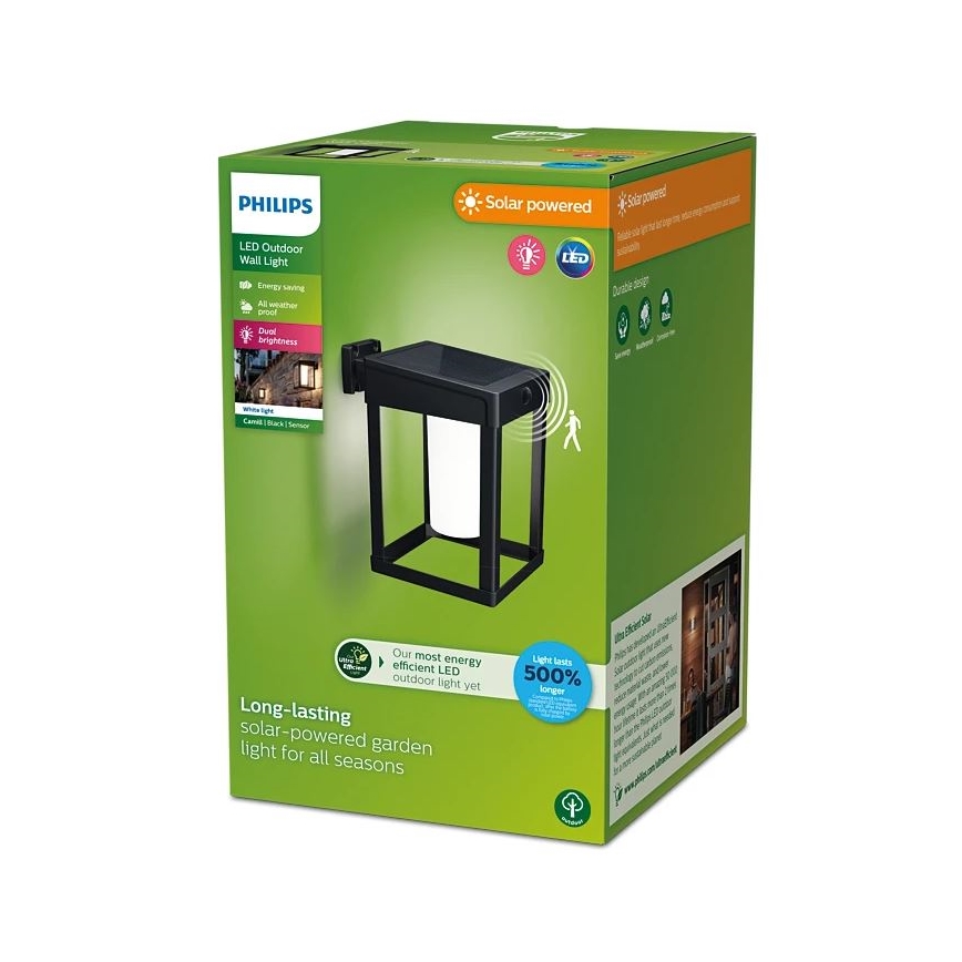 Philips - LED Luz solar de pared con sensor de movimiento y crepuscular CAMILL LED/1,4W/3,7V 2000 mAh IP44