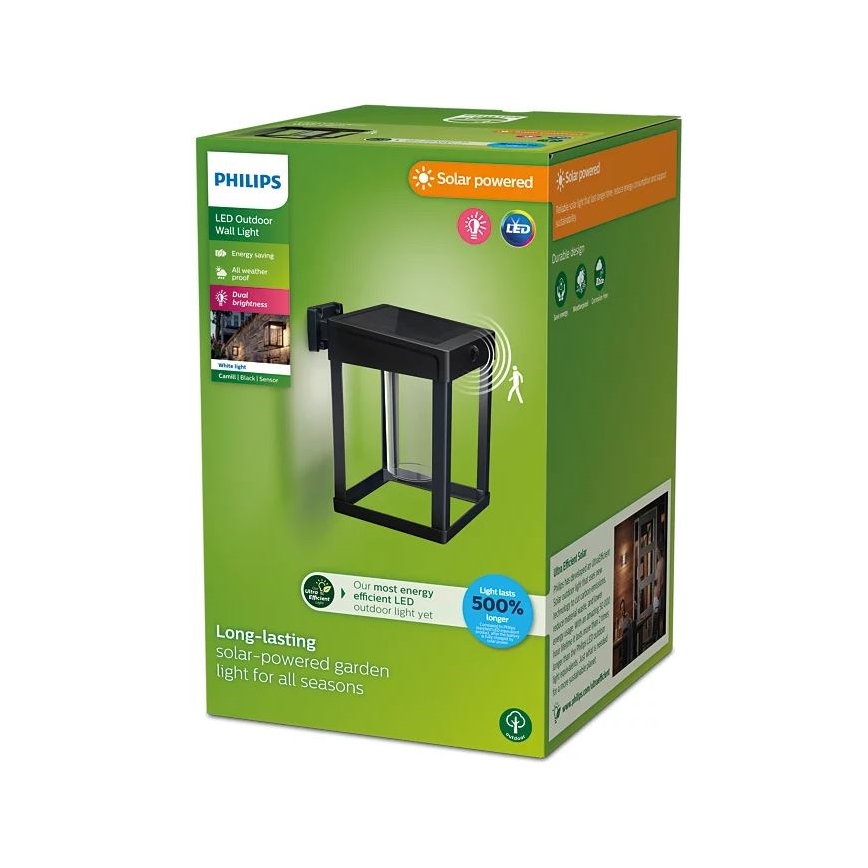 Philips - LED Luz solar de pared con sensor de movimiento y crepuscular CAMILL LED/1,4W/3,7V 2000 mAh IP44