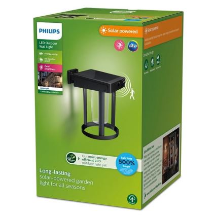 Philips - LED Luz solar de pared con sensor de movimiento y crepuscular CAMILL LED/1,4W/3,7V 2000 mAh IP44