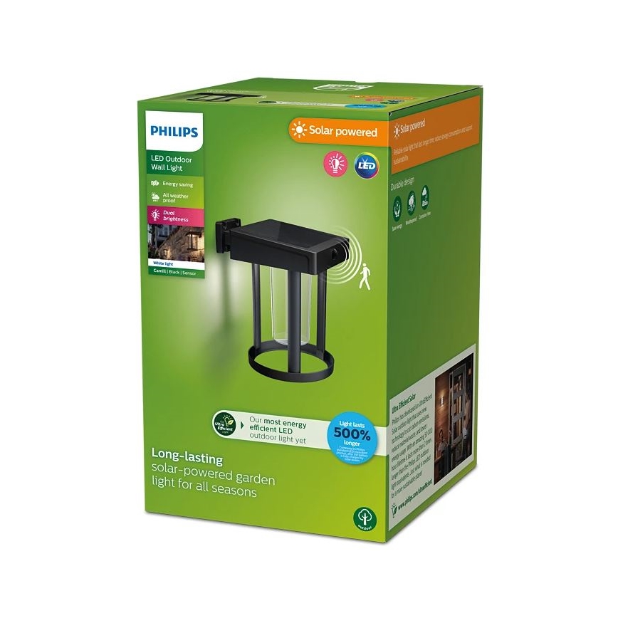 Philips - LED Luz solar de pared con sensor de movimiento y crepuscular CAMILL LED/1,4W/3,7V 2000 mAh IP44