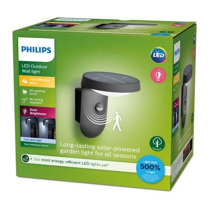 Philips - Aplique LED solar con sensor LED/1,2W/4V 1800 mAh 4000K IP44