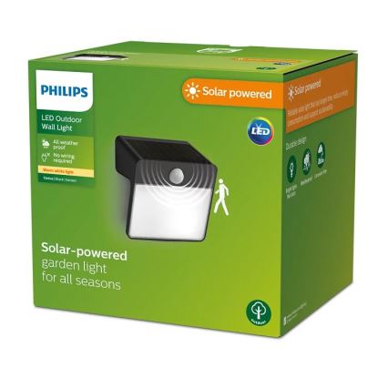 Philips - LED Luz solar de pared con sensor de movimiento y crepuscular YARIXA LED/2,2W/3,7V 600 mAh IP44