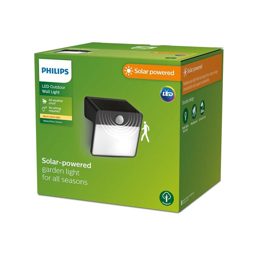 Philips - LED Luz solar de pared con sensor de movimiento y crepuscular YARIXA LED/2,2W/3,7V 600 mAh IP44