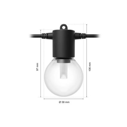 Philips - Guirnalda de exterior LED RGBW regulable y extensible Hue FESTAVIA 30 LED 21 m IP65