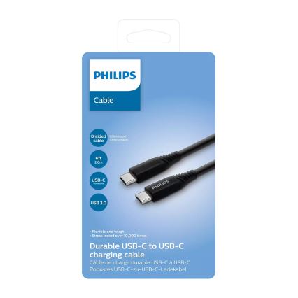 Philips DLC5206C/00 - Cable USB Conector USB-C 3.0 2m negro/gris