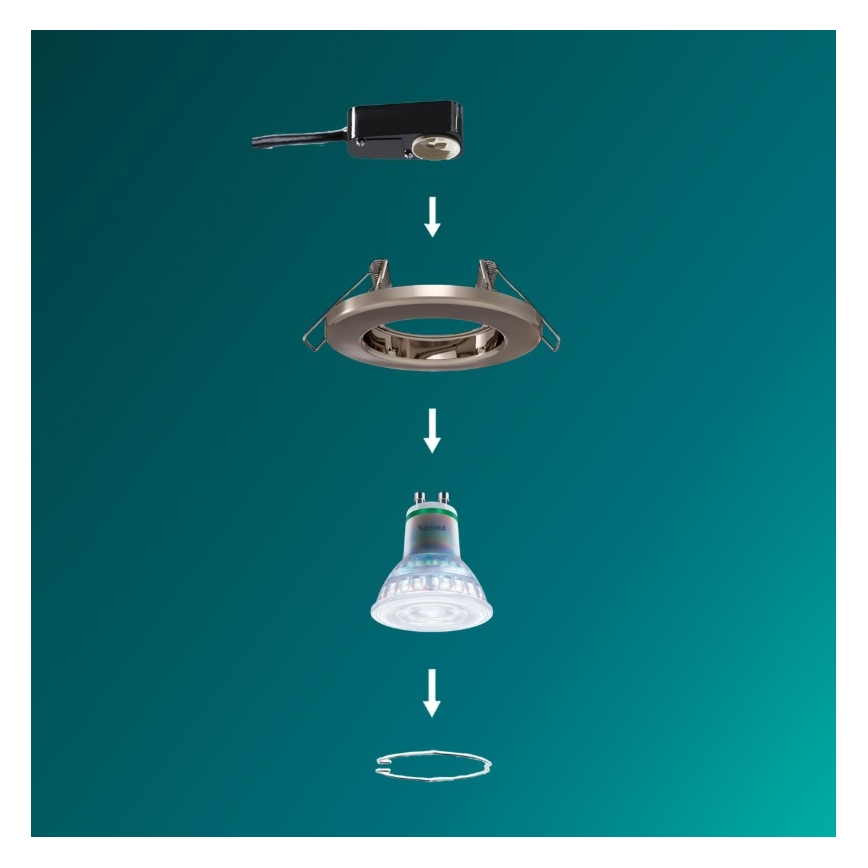 Philips - Foco empotrable LED RGBW regulable PERIDOT 1xGU10/6W/230V plateado + mando a distancia