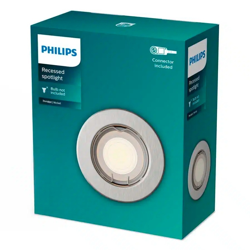 Philips - Foco empotrable LED RGBW regulable PERIDOT 1xGU10/6W/230V plateado + mando a distancia