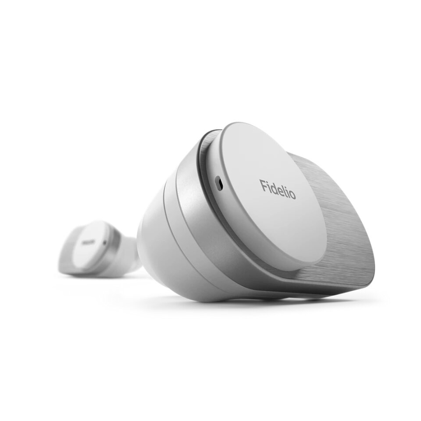 Philips Fidelio T1WT/00 - Audífonos inalámbricos IPX4 2x 60 mAh + 650 mAh plata