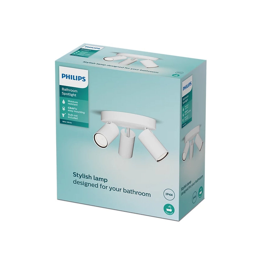 Philips - Foco de baño IDRIS 3xGU10/5W/230V IP44 blanco