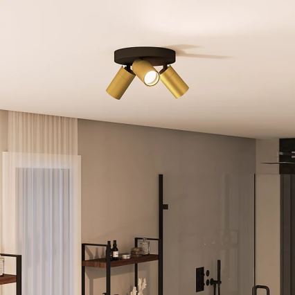 Philips - Foco de baño IDRIS 3xGU10/5W/230V IP44 negro/dorado