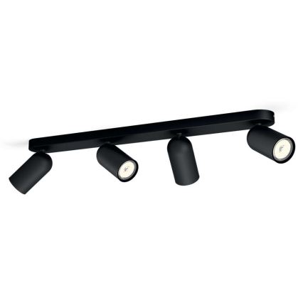 Philips - Lámpara de techo con 4 focos LED RGBW regulable PONGEE 4xGU10/4,9W/230V 2700-6500K negra