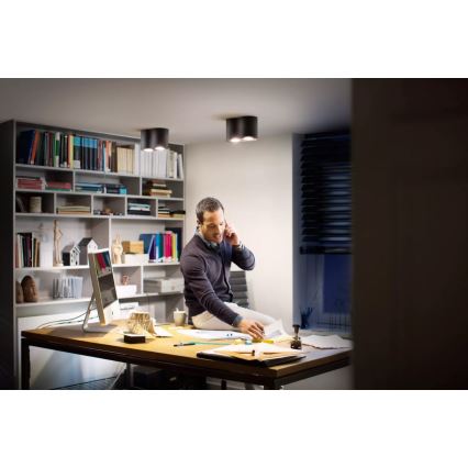 Philips - Foco LED regulable Hue PILLAR 2xGU10/4,2W/230V 2200-6500K + control remoto negro