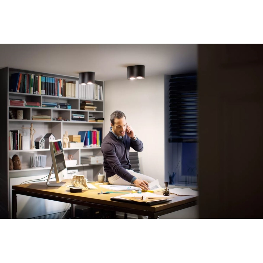 Philips - Foco LED regulable Hue PILLAR 2xGU10/4,2W/230V 2200-6500K + control remoto negro