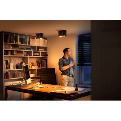 Philips - Foco LED regulable Hue PILLAR 2xGU10/4,2W/230V 2200-6500K + control remoto negro