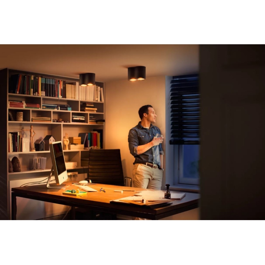 Philips - Foco LED regulable Hue PILLAR 2xGU10/4,2W/230V 2200-6500K + control remoto negro