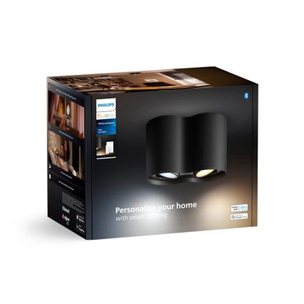 Philips - Foco LED regulable Hue PILLAR 2xGU10/4,2W/230V 2200-6500K + control remoto negro