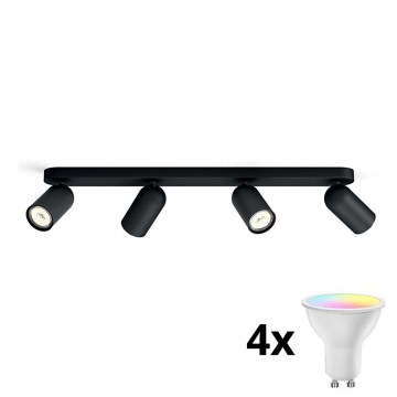 Philips - Foco LED RGBW regulable PONGEE 4xGU10/4,9W/230V 2700-6500K negro