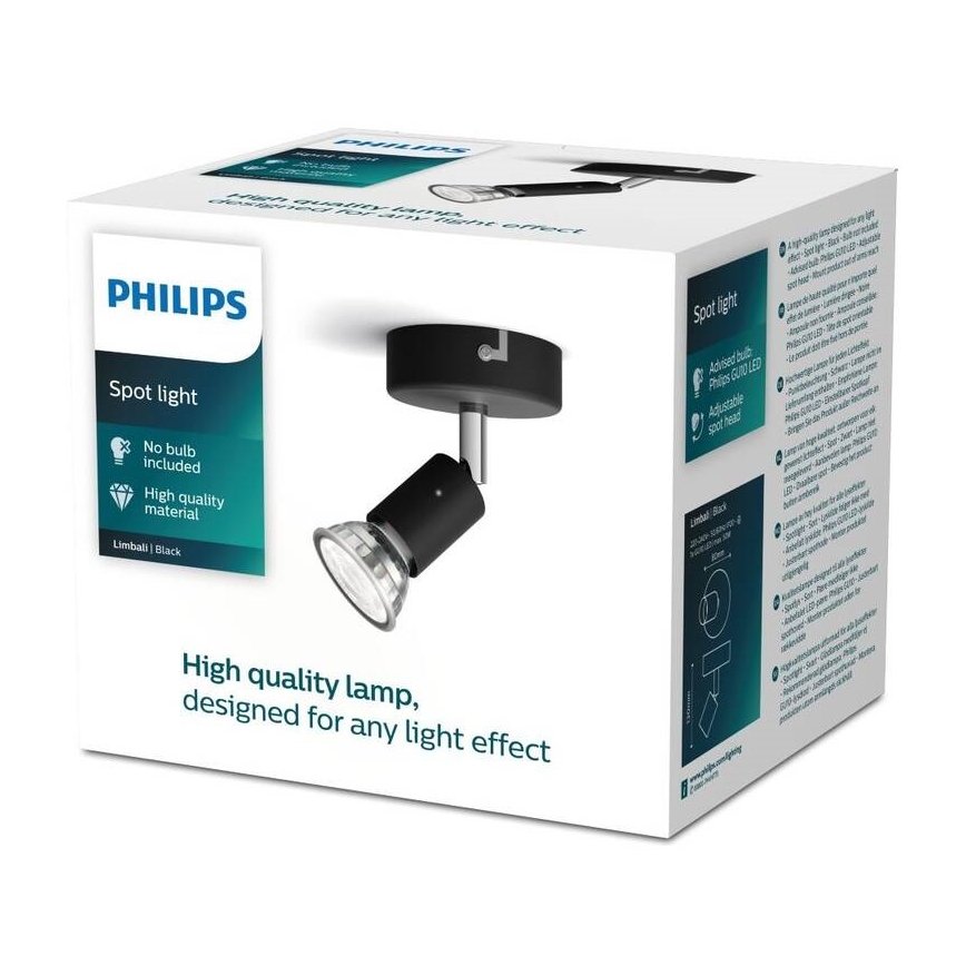 Philips - Foco 1xGU10/50W/230V negro