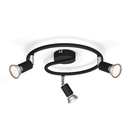Philips - Foco 3xGU10/50W/230V negro