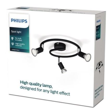 Philips - Foco 3xGU10/50W/230V negro