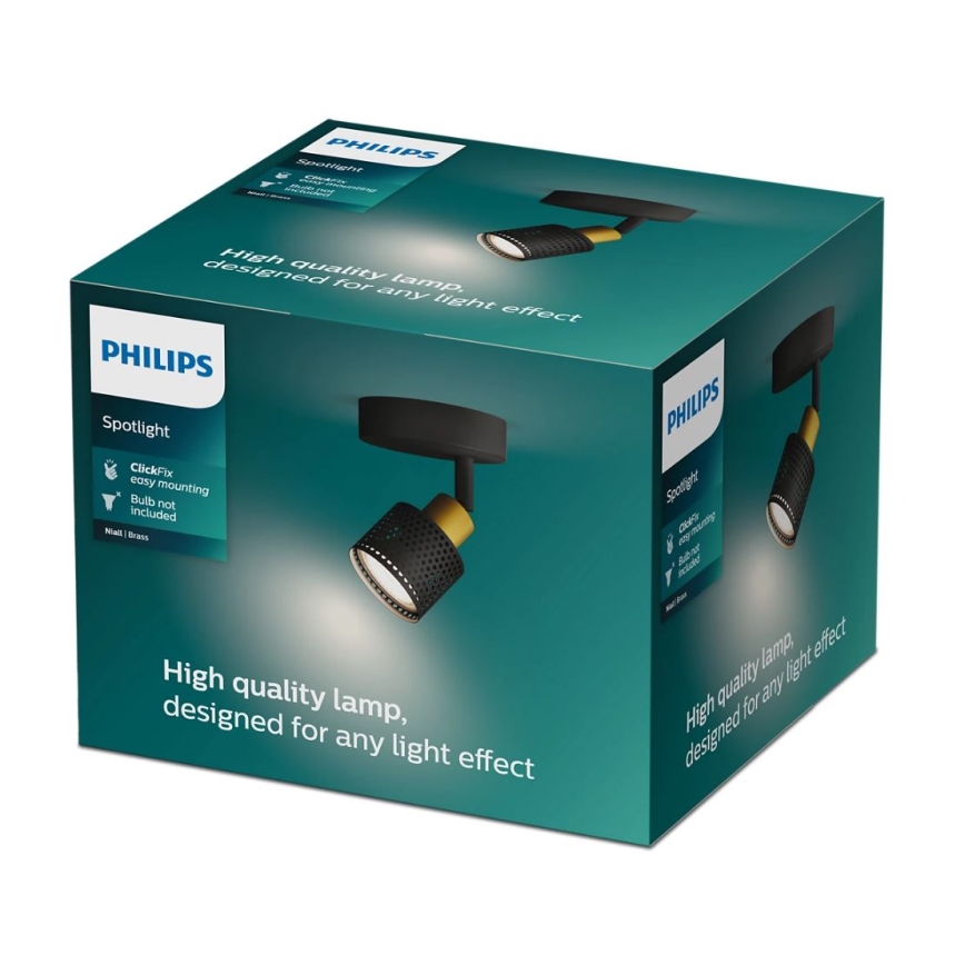 Philips - Foco NIALL 1xGU10/5W/230V negro/latón