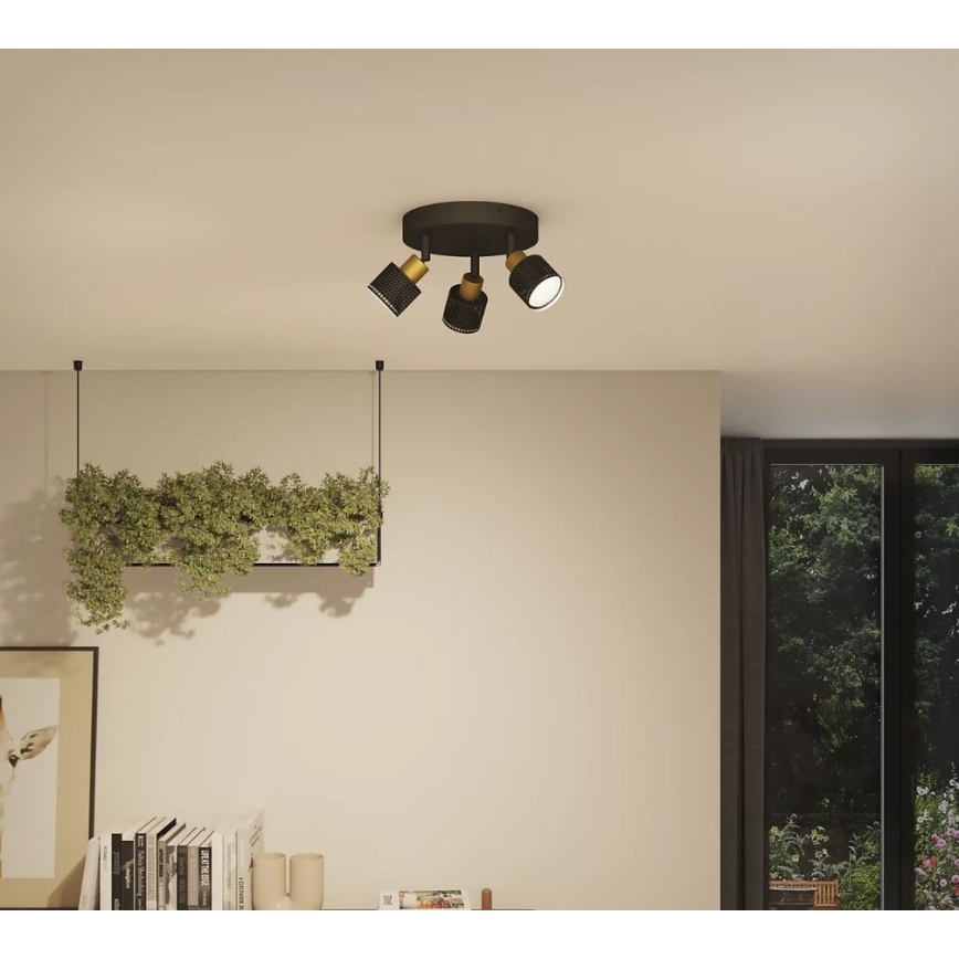 Philips - Foco NIALL 3xGU10/5W/230V negro/latón
