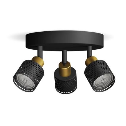 Philips - Foco NIALL 3xGU10/5W/230V negro/latón