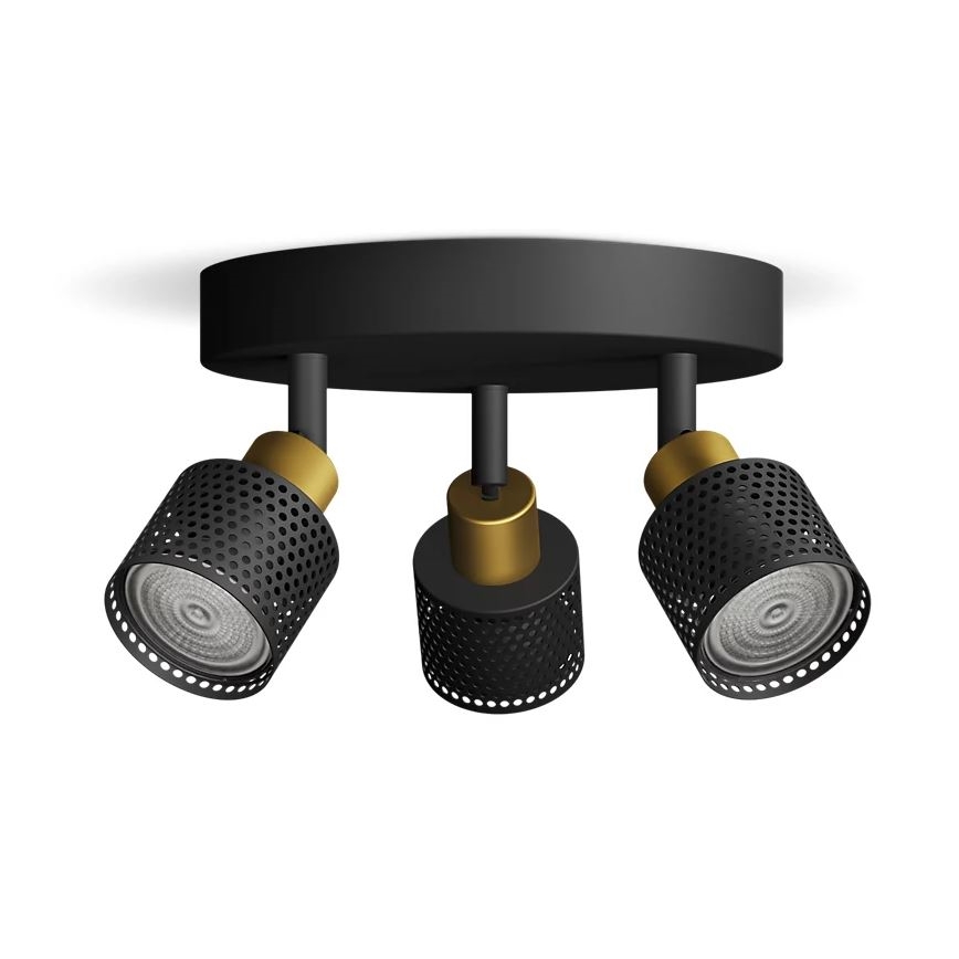 Philips - Foco NIALL 3xGU10/5W/230V negro/latón