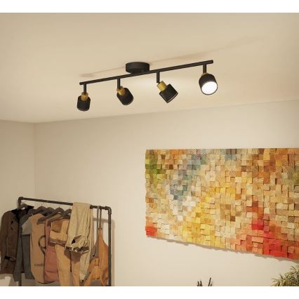Philips - Foco NIALL 4xGU10/5W/230V negro/latón