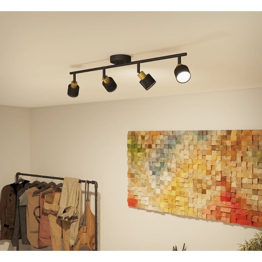 Philips - Foco NIALL 4xGU10/5W/230V negro/latón