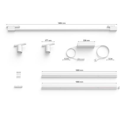 Philips - Juego de 3 focos de pared LED RGB regulables para sistema de riel Hue PERIFO LED/39,9W/230V 2000-6500K