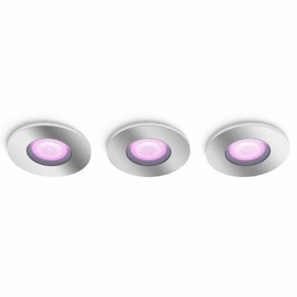 Philips - SET de 3 luces LED RGB regulables para baño Hue XAMENTO 1xGU10/5,7W/230V IP44 2000-6500K