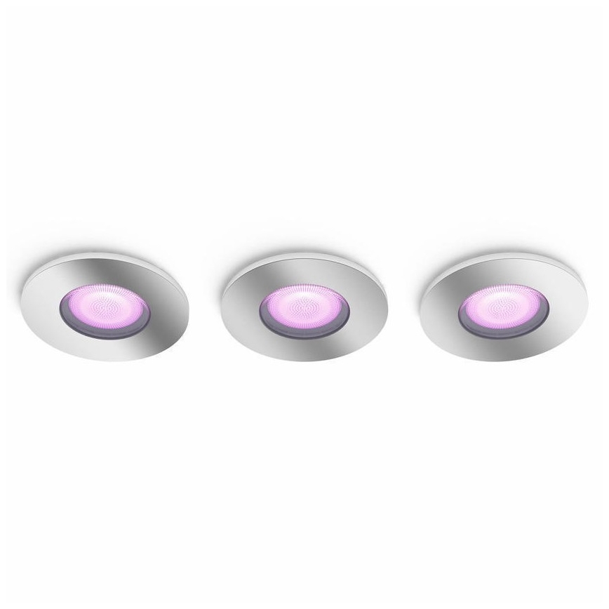 Philips - SET de 3 luces LED RGB regulables para baño Hue XAMENTO 1xGU10/5,7W/230V IP44 2000-6500K