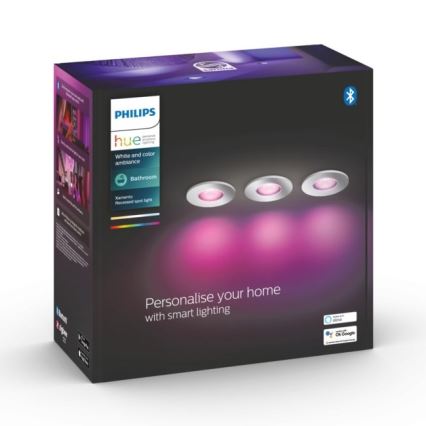 Philips - SET de 3 luces LED RGB regulables para baño Hue XAMENTO 1xGU10/5,7W/230V IP44 2000-6500K