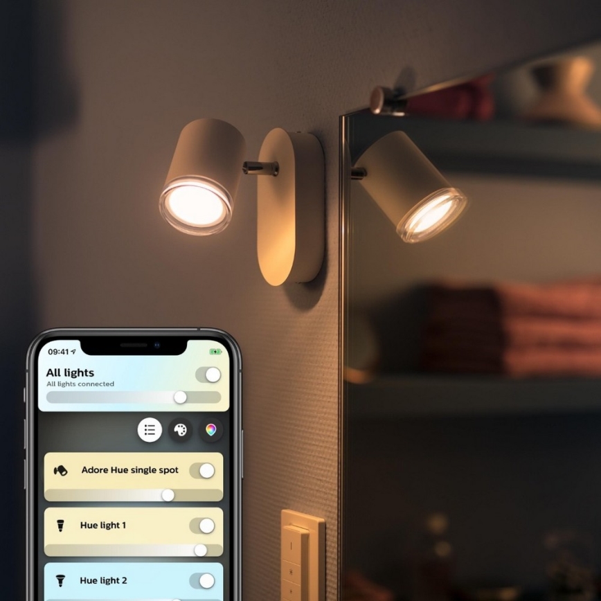 Philips - Lámpara de baño LED regulable Hue ADORE 1xGU10/5W/230V IP44 + mando a distancia
