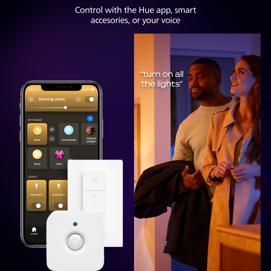 Philips - Lámpara de techo LED regulable Hue AURELLE LED/39W/230V 2200-6500K 120x30 cm negra
