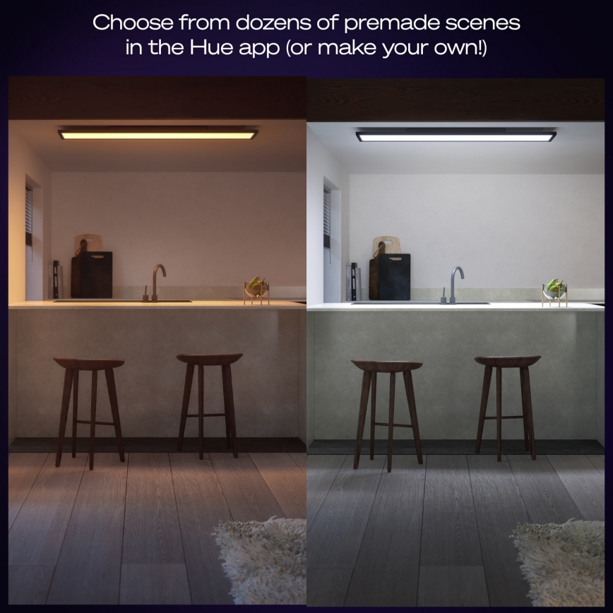 Philips - Lámpara de techo LED regulable Hue AURELLE LED/39W/230V 2200-6500K 120x30 cm negra