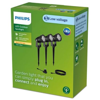 Philips - JUEGO 3x Foco LED de exterior CASPER LED/1,5W/24/230V IP44