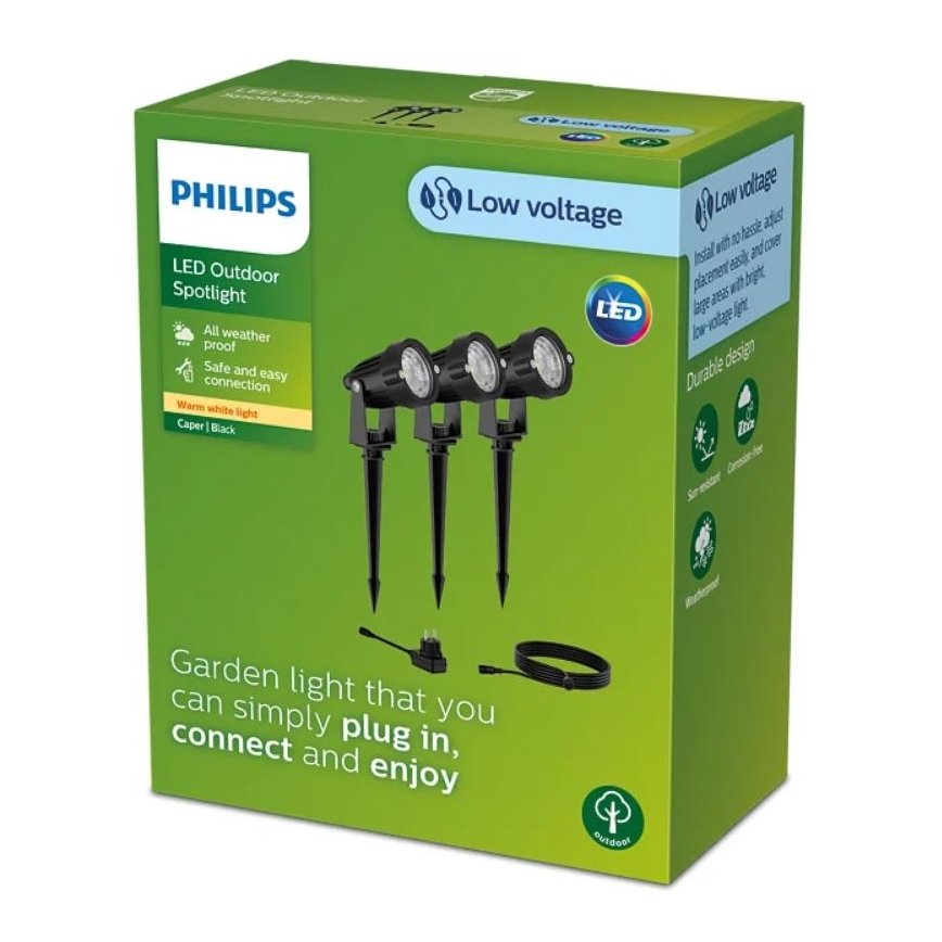 Philips - JUEGO 3x Foco LED de exterior CASPER LED/1,5W/24/230V IP44