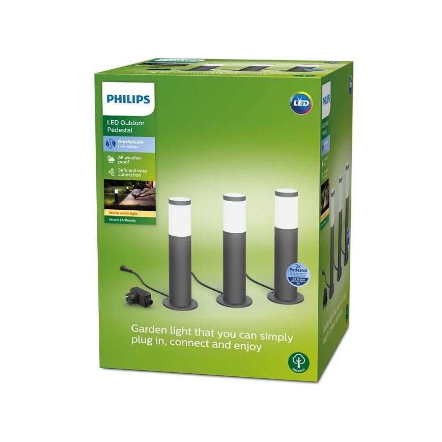 Philips - JUEGO 3x Lámpara LED de exterior GARDENLINK LED/24W/230V 2700K IP44