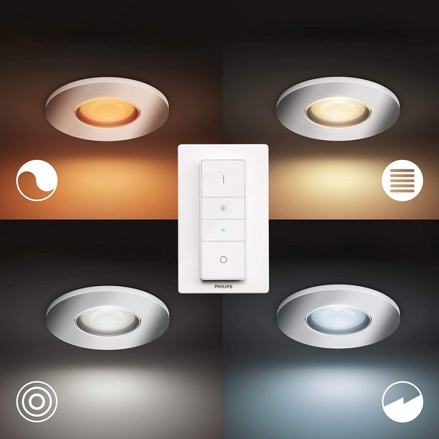 Philips - SET de 3 luces LED regulables para baño Hue ADORE 1xGU10/5W/230V IP44 + mando a distancia