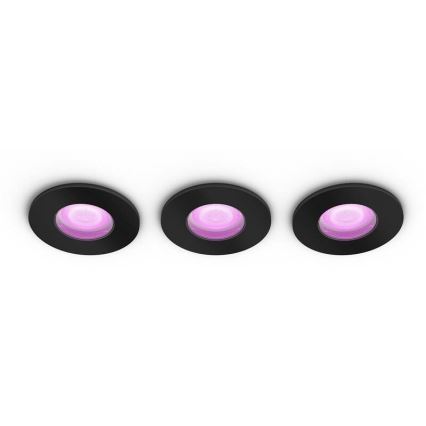 Philips - JUEGO 3x LED RGBW Lámpara de techo regulable para baño Hue XAMENTO 1xGU10/5,7W/230V 2200-6500K IP44